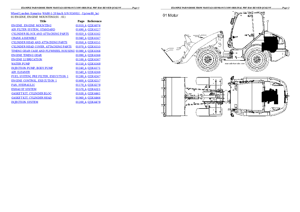 WA80-5 20 km/h S/N H50051 - Up Partsbook