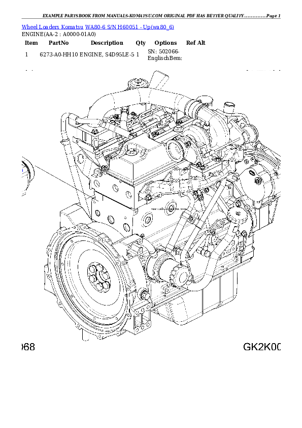 WA80-6 S/N H60051 - Up Partsbook