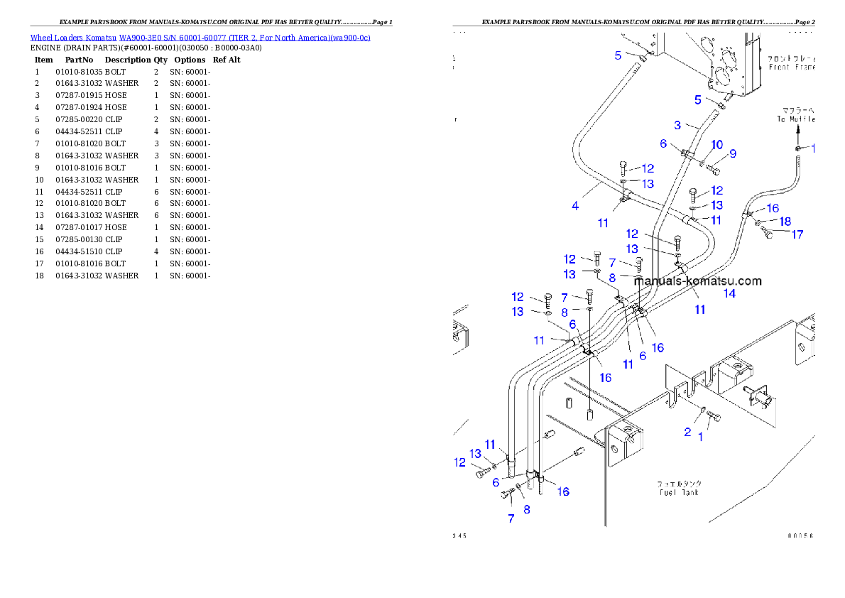 Protected: WA900-3E0 S/N 60001-60077 (TIER 2, For North America) Partsbook