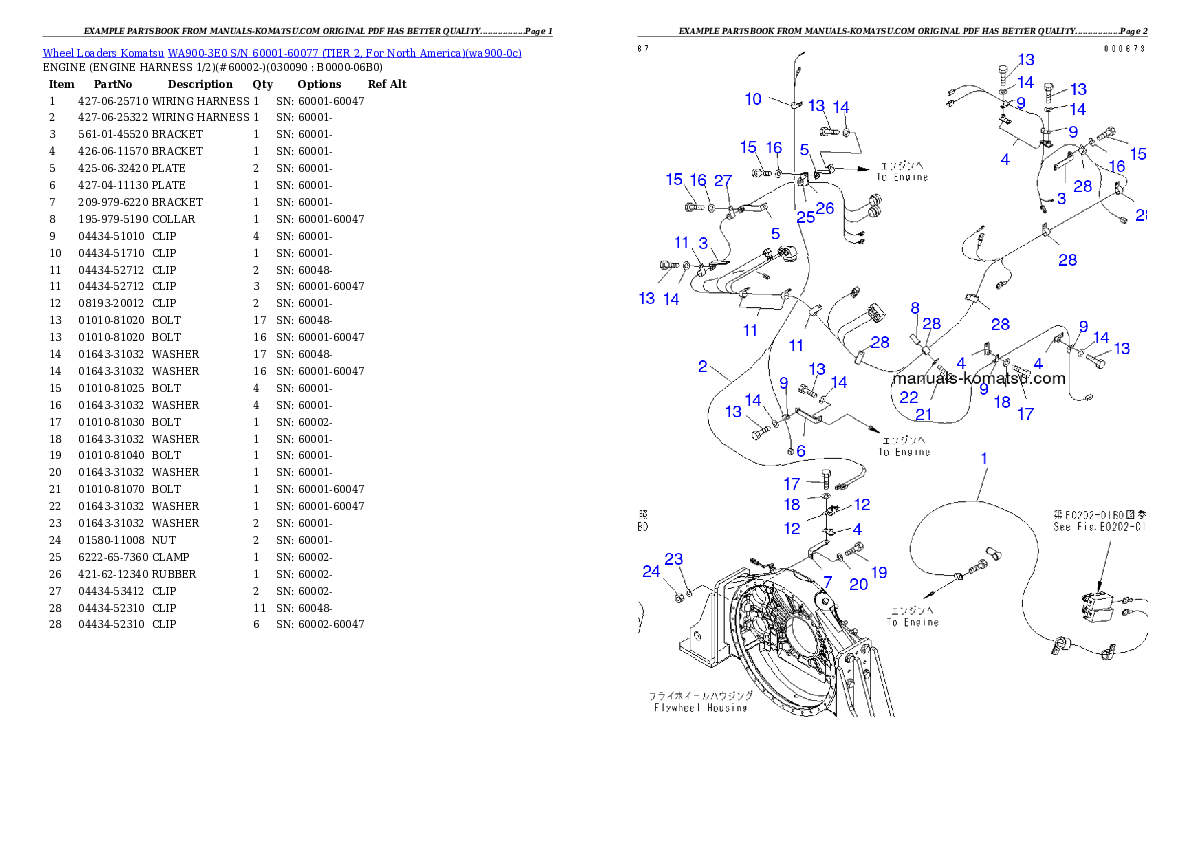 Protected: WA900-3E0 S/N 60001-60077 (TIER 2, For North America) Partsbook