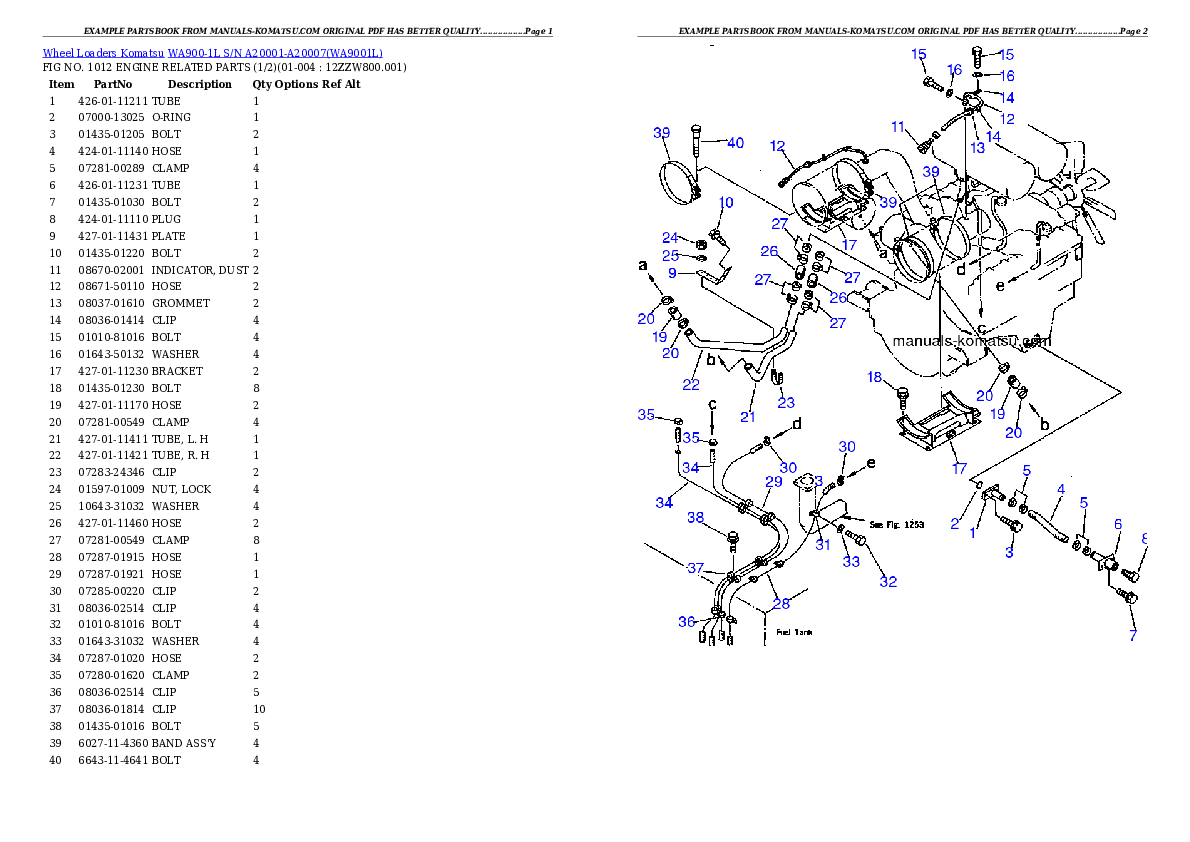 WA900-1L S/N A20001-A20007 Partsbook