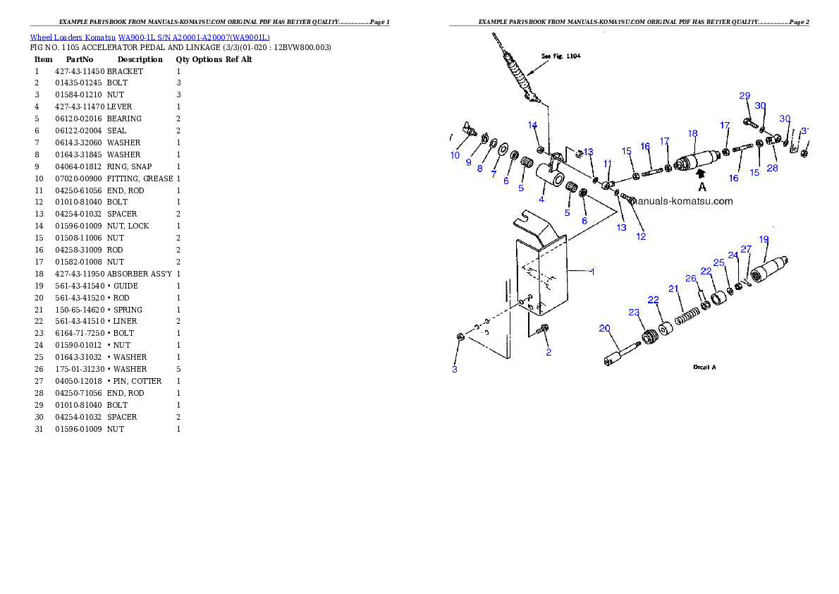Protected: WA900-1L S/N A20001-A20007 Partsbook