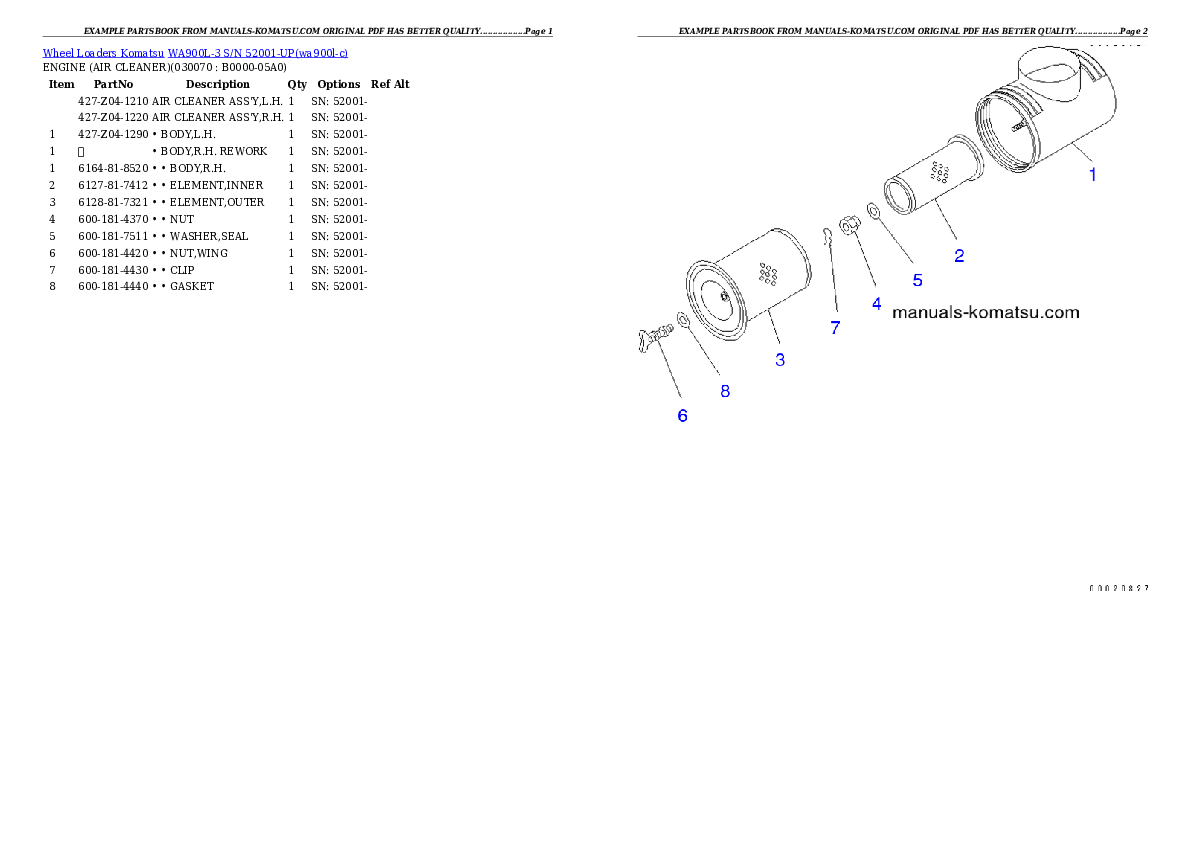 Protected: WA900L-3 S/N 52001-UP Partsbook