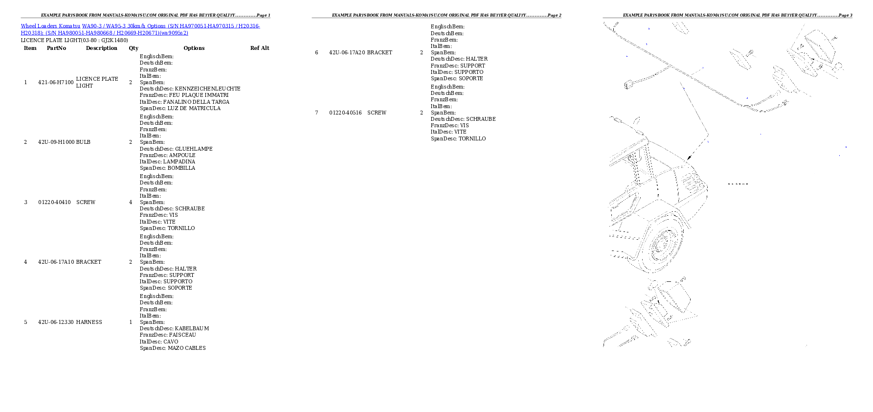 Protected: WA90-3 / WA95-3 30km/h Options (S/N HA970051-HA970315 / H20316-H20318); (S/N HA980051-HA980668 / H20669-H20671) Partsbook