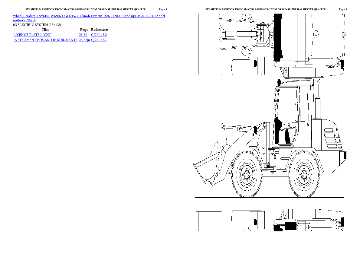 WA90-3 / WA95-3 30km/h Options (S/N H20319 and up); (S/N H20672 and up) Partsbook