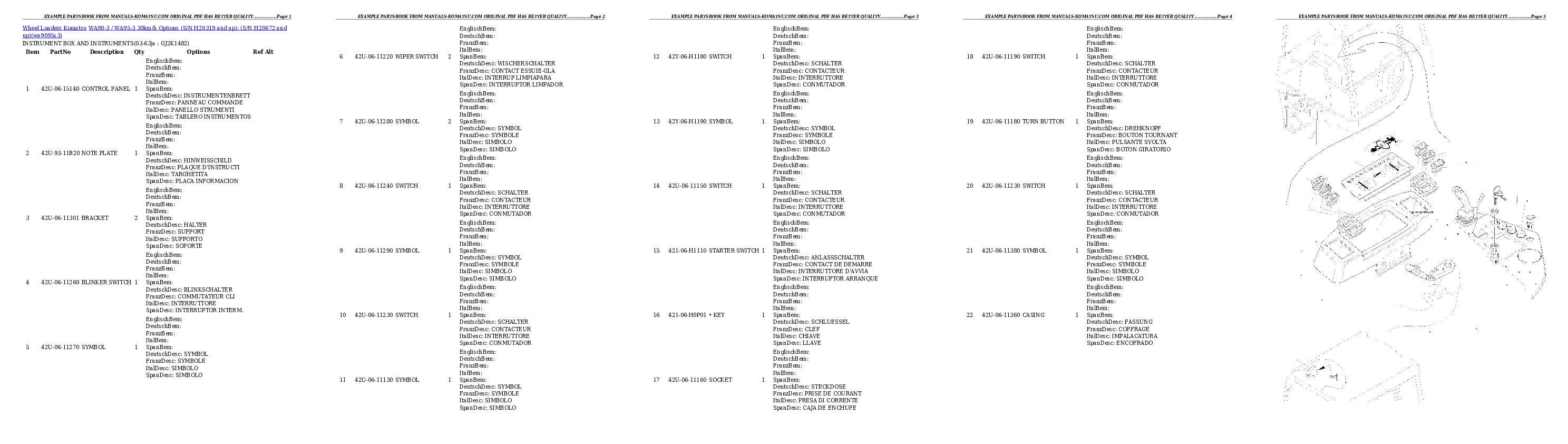 WA90-3 / WA95-3 30km/h Options (S/N H20319 and up); (S/N H20672 and up) Partsbook