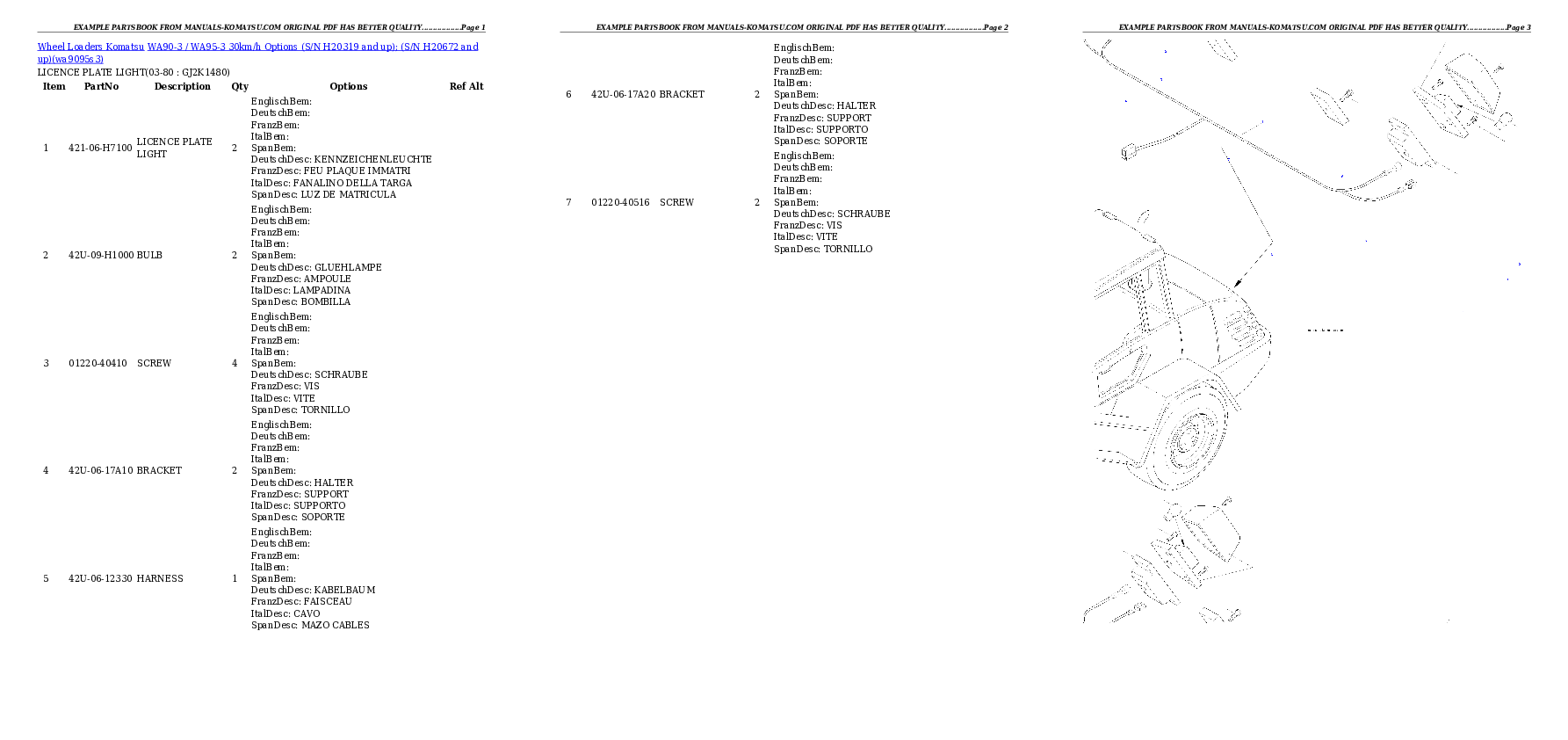 Protected: WA90-3 / WA95-3 30km/h Options (S/N H20319 and up); (S/N H20672 and up) Partsbook