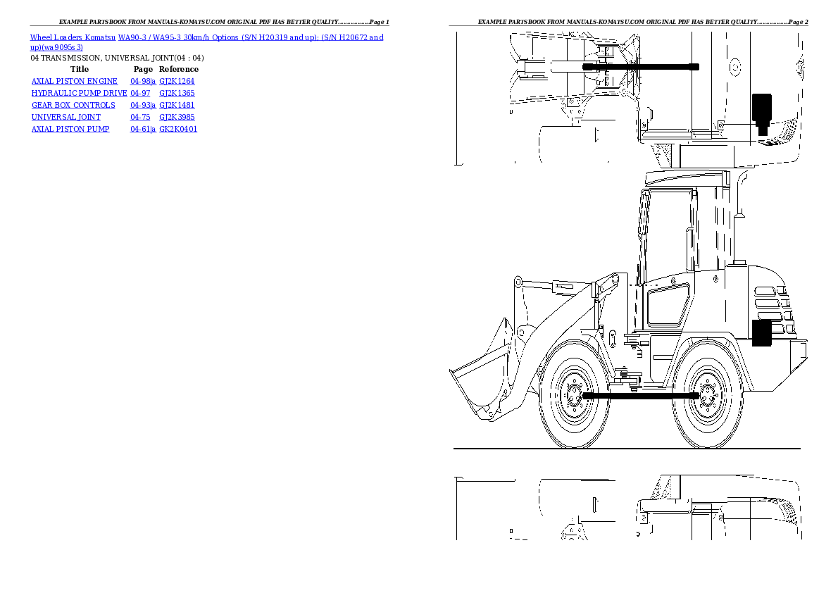 Protected: WA90-3 / WA95-3 30km/h Options (S/N H20319 and up); (S/N H20672 and up) Partsbook