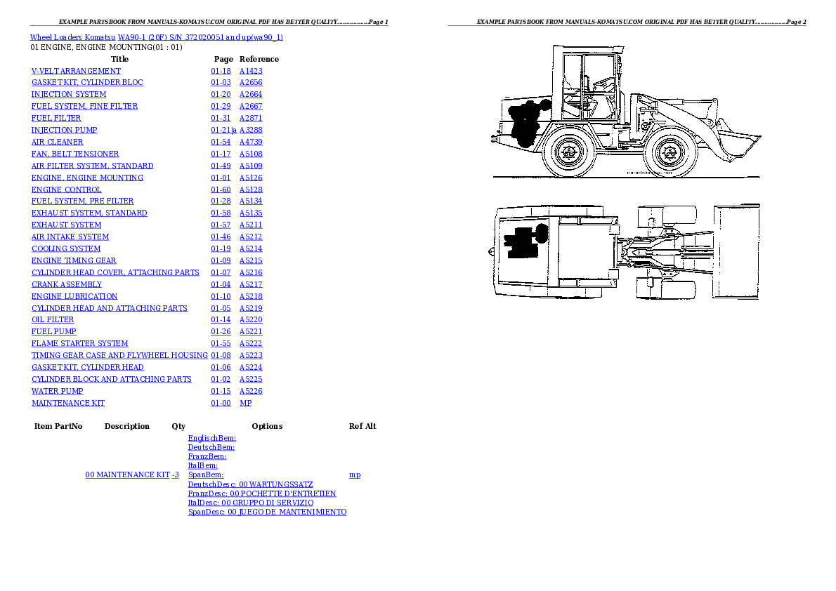 WA90-1 (20F) S/N 372020051 and up Partsbook