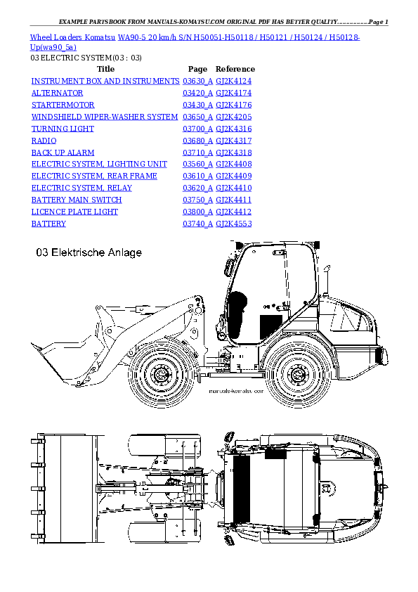 Protected: WA90-5 20 km/h S/N H50051-H50118 / H50121 / H50124 / H50128-Up Partsbook