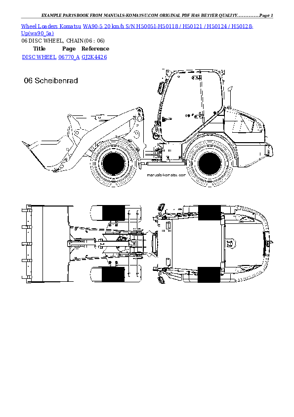Protected: WA90-5 20 km/h S/N H50051-H50118 / H50121 / H50124 / H50128-Up Partsbook