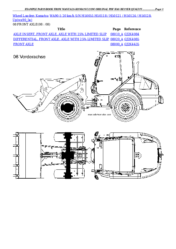Protected: WA90-5 20 km/h S/N H50051-H50118 / H50121 / H50124 / H50128-Up Partsbook