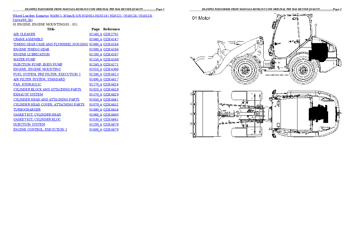WA90-5 30 km/h S/N H50051-H50118 / H50121 / H50124 / H50128-Up Partsbook