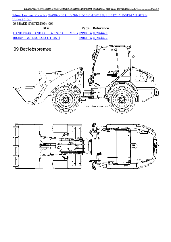Protected: WA90-5 30 km/h S/N H50051-H50118 / H50121 / H50124 / H50128-Up Partsbook