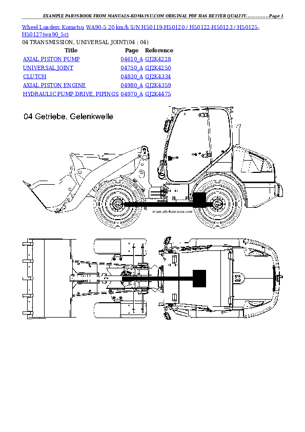 Protected: WA90-5 20 km/h S/N H50119-H50120 / H50122-H50123 / H50125-H50127 Partsbook