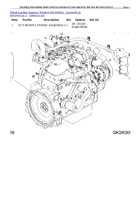 WA90-6 S/N H00051 - Up Partsbook