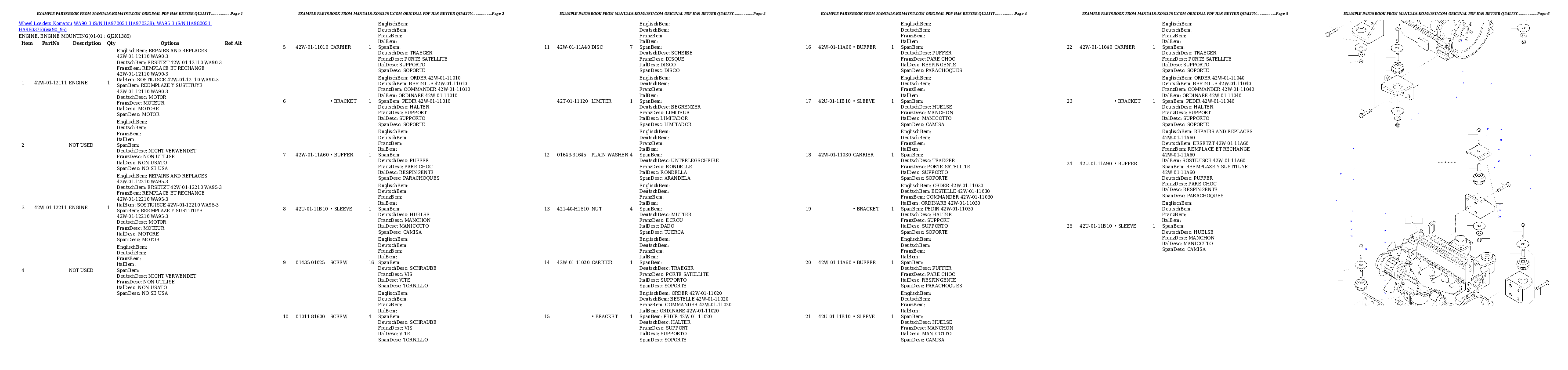 WA90-3 (S/N HA970051-HA970238); WA95-3 (S/N HA980051-HA980375) Partsbook