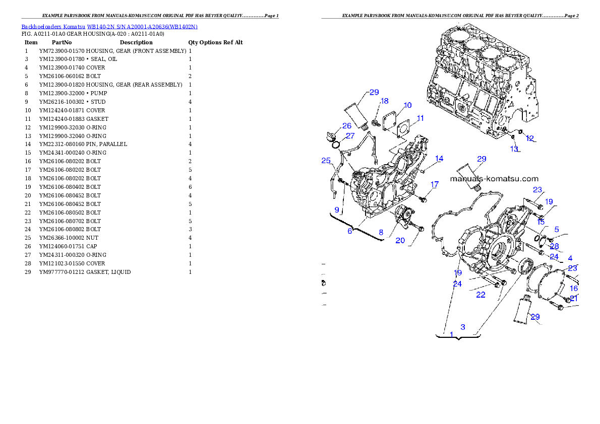 Protected: WB140-2N S/N A20001-A20636 Partsbook