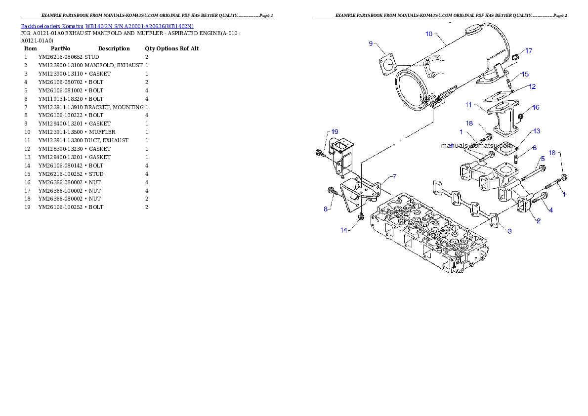 Protected: WB140-2N S/N A20001-A20636 Partsbook
