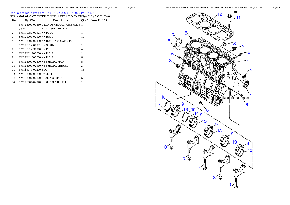 Protected: WB140-2N S/N A20001-A20636 Partsbook