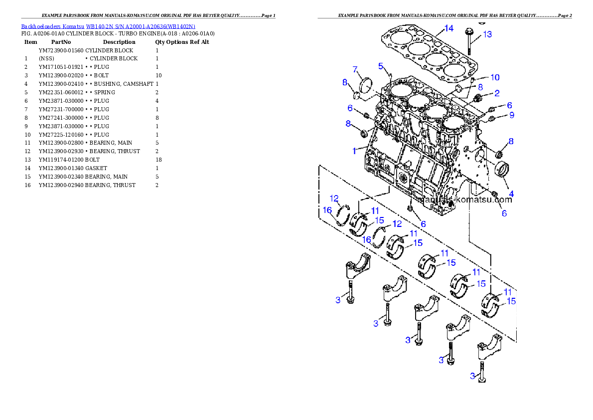 Protected: WB140-2N S/N A20001-A20636 Partsbook