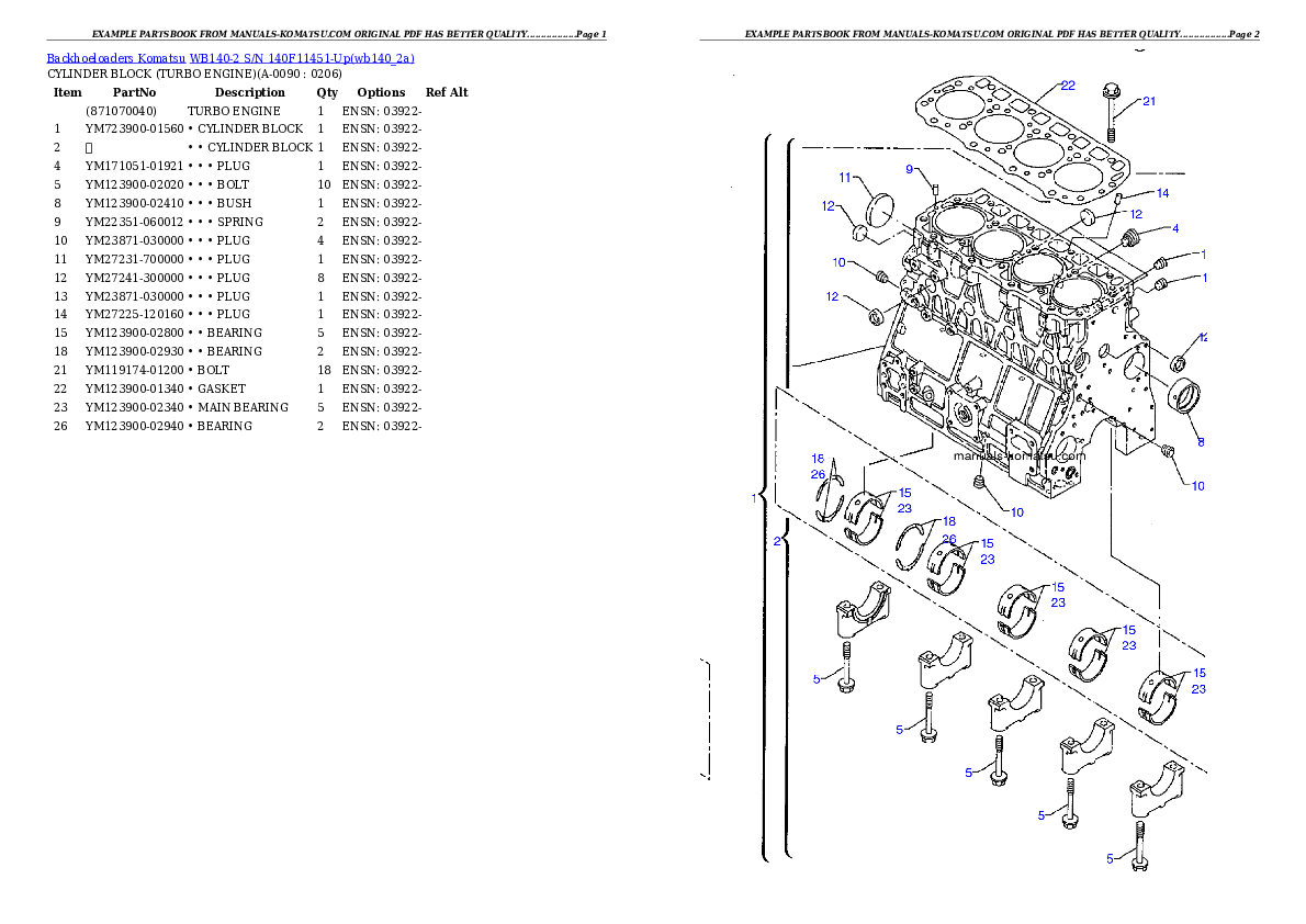 Protected: WB140-2 S/N 140F11451-Up Partsbook