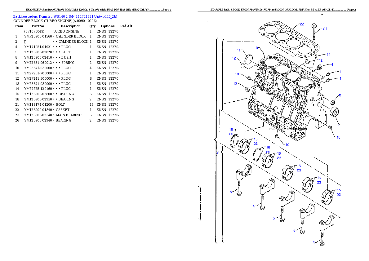 Protected: WB140-2 S/N 140F11531-Up Partsbook