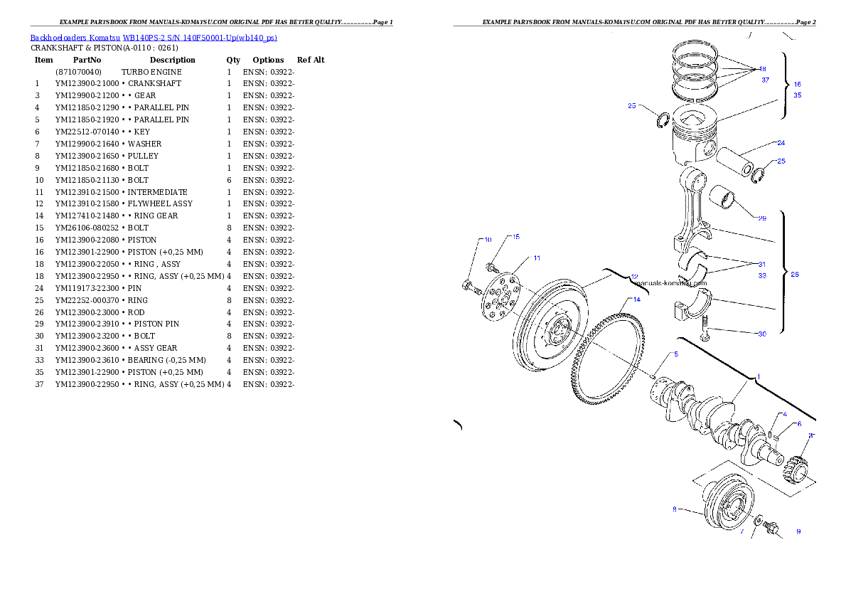 Protected: WB140PS-2 S/N 140F50001-Up Partsbook