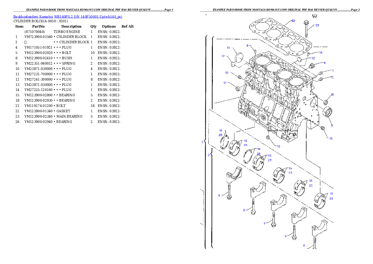 Protected: WB140PS-2 S/N 140F50001-Up Partsbook