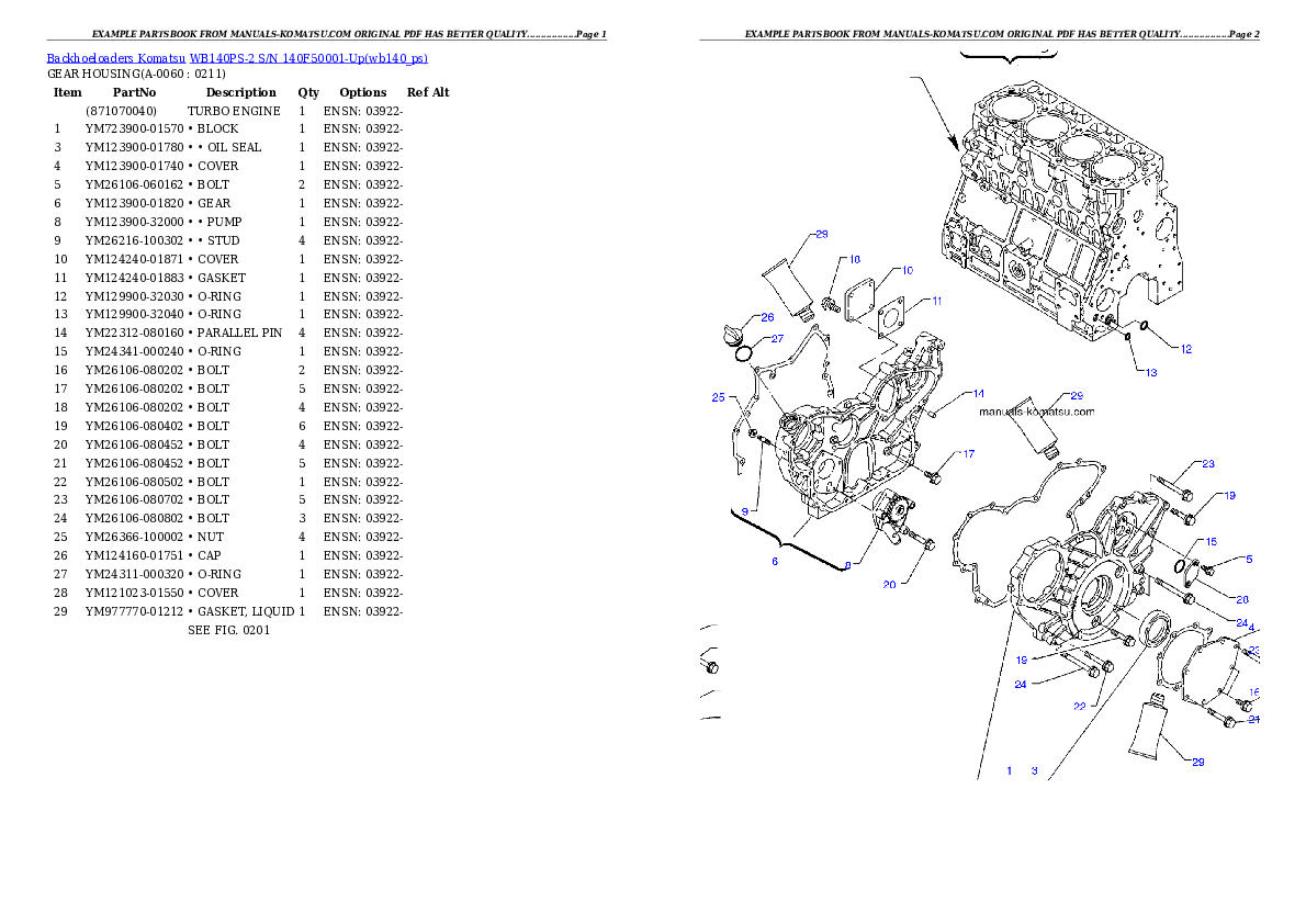 Protected: WB140PS-2 S/N 140F50001-Up Partsbook