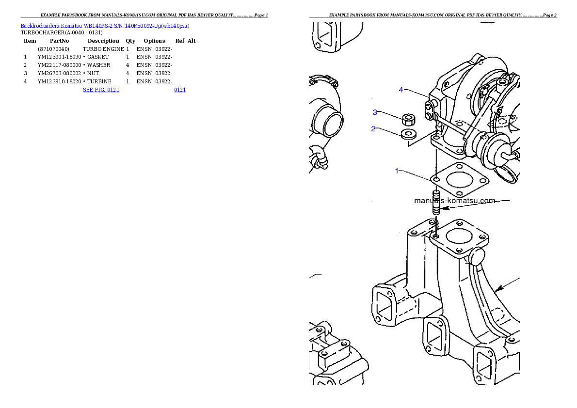 Protected: WB140PS-2 S/N 140F50092-Up Partsbook