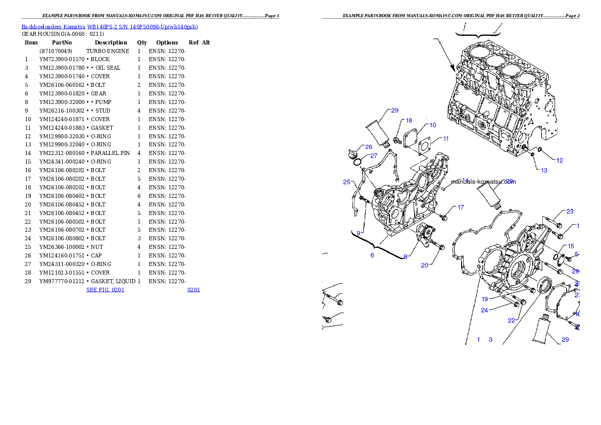 Protected: WB140PS-2 S/N 140F50098-Up Partsbook
