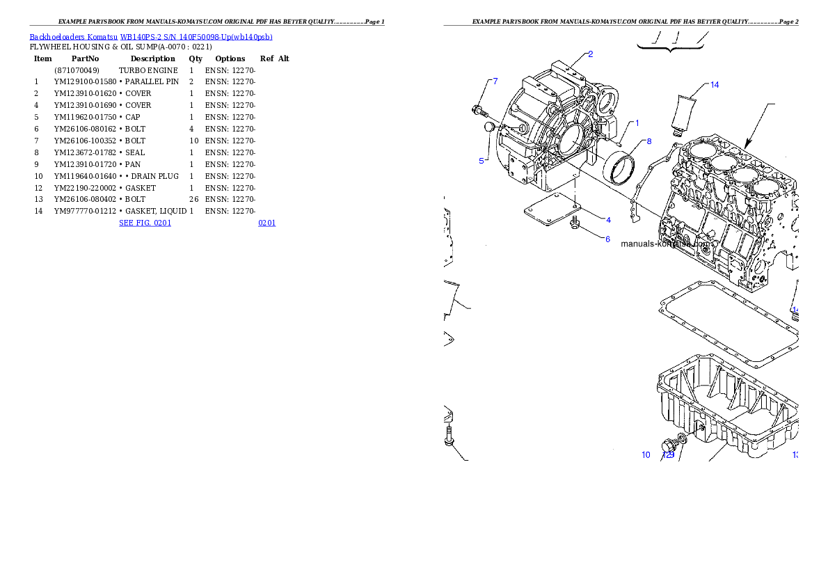 Protected: WB140PS-2 S/N 140F50098-Up Partsbook