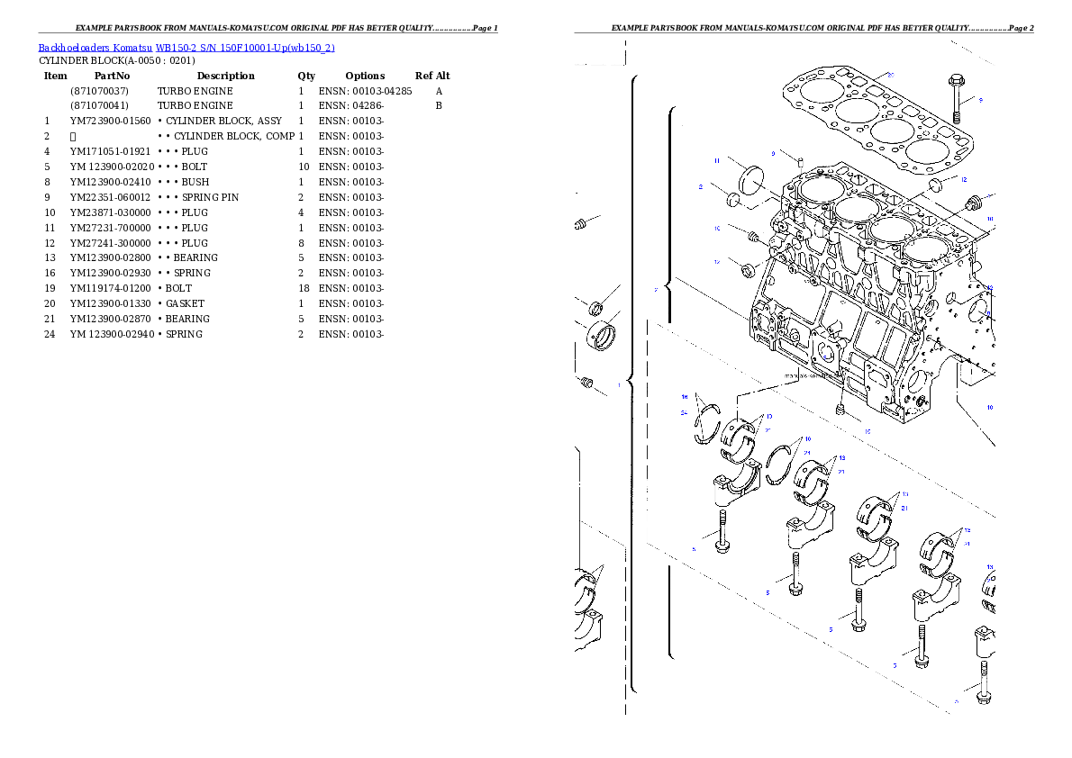 Protected: WB150-2 S/N 150F10001-Up Partsbook