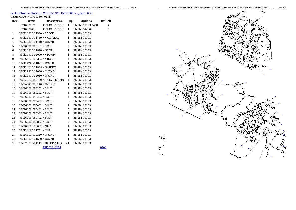 Protected: WB150-2 S/N 150F10001-Up Partsbook
