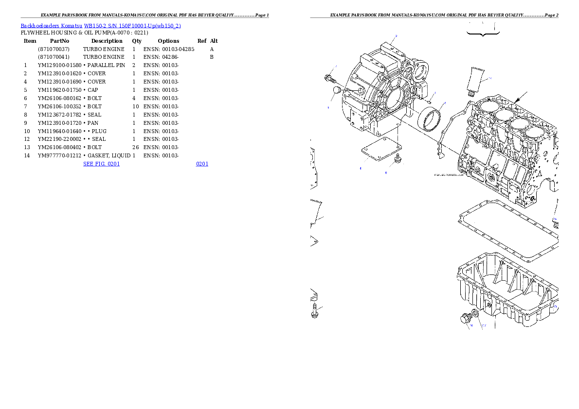 Protected: WB150-2 S/N 150F10001-Up Partsbook