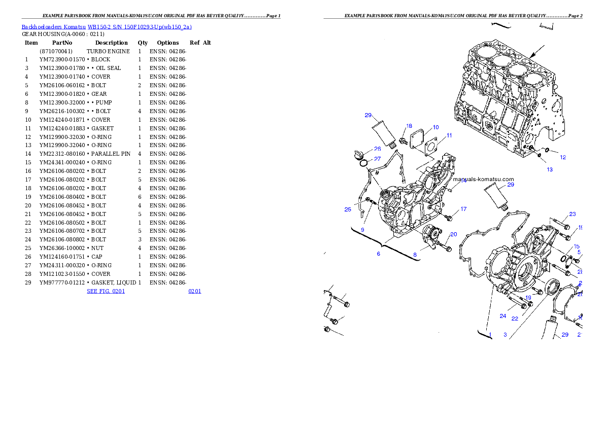 Protected: WB150-2 S/N 150F10293-Up Partsbook