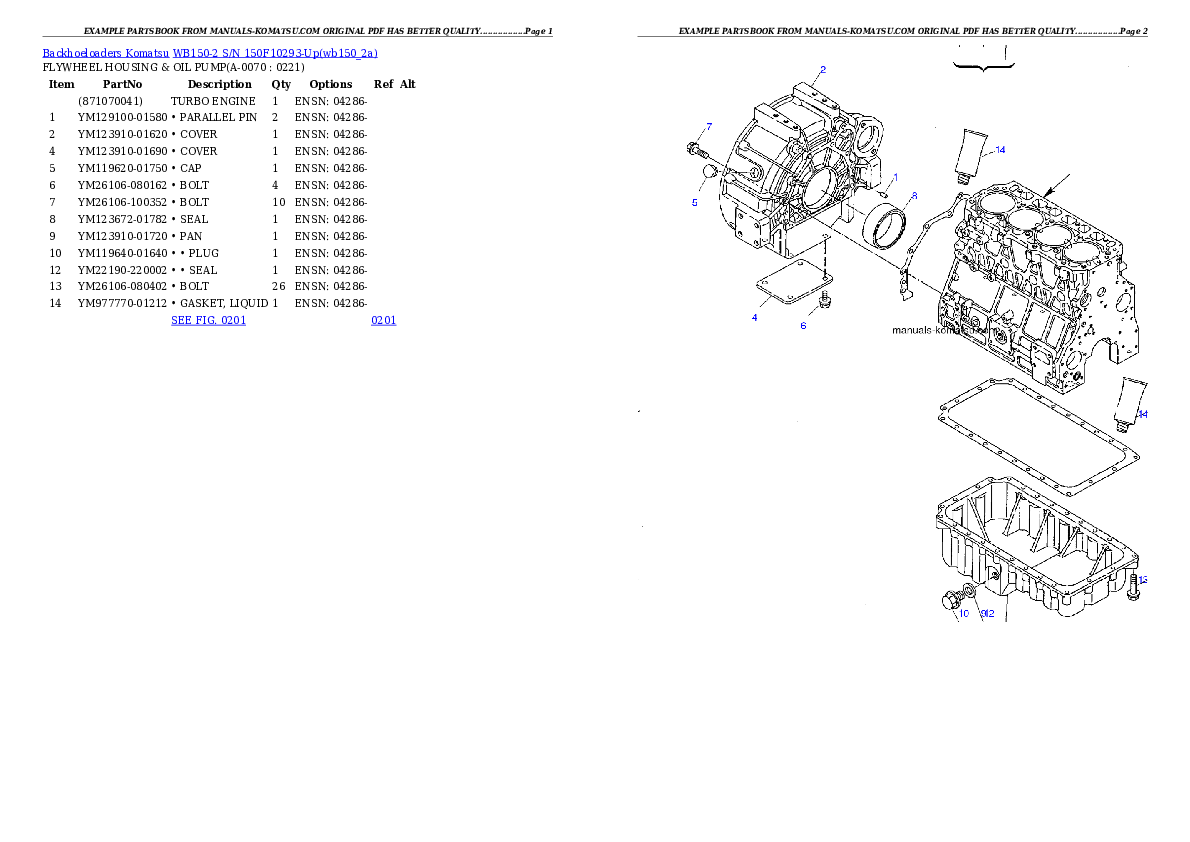 Protected: WB150-2 S/N 150F10293-Up Partsbook