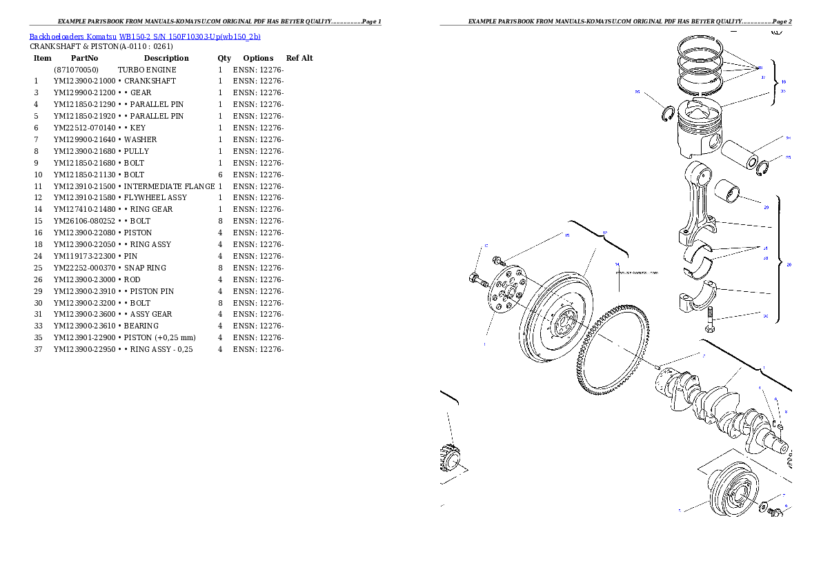 Protected: WB150-2 S/N 150F10303-Up Partsbook