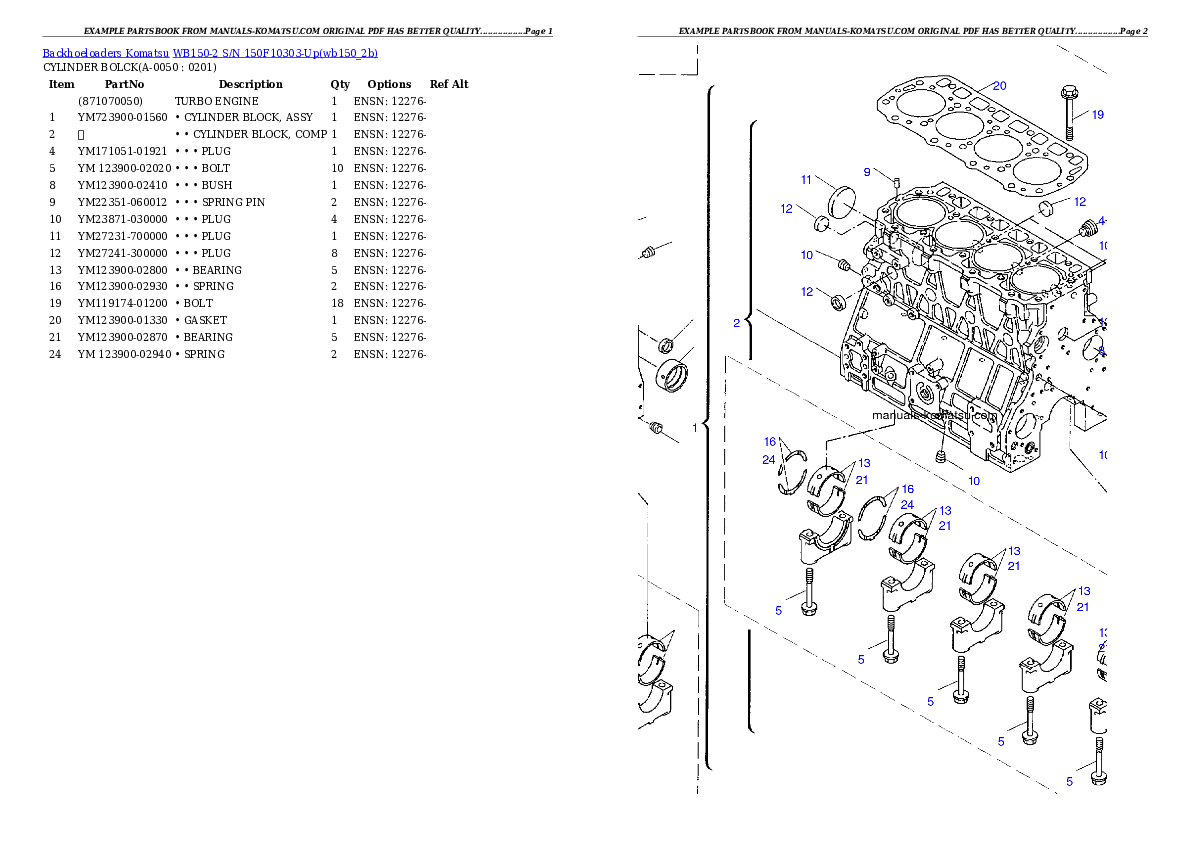 Protected: WB150-2 S/N 150F10303-Up Partsbook