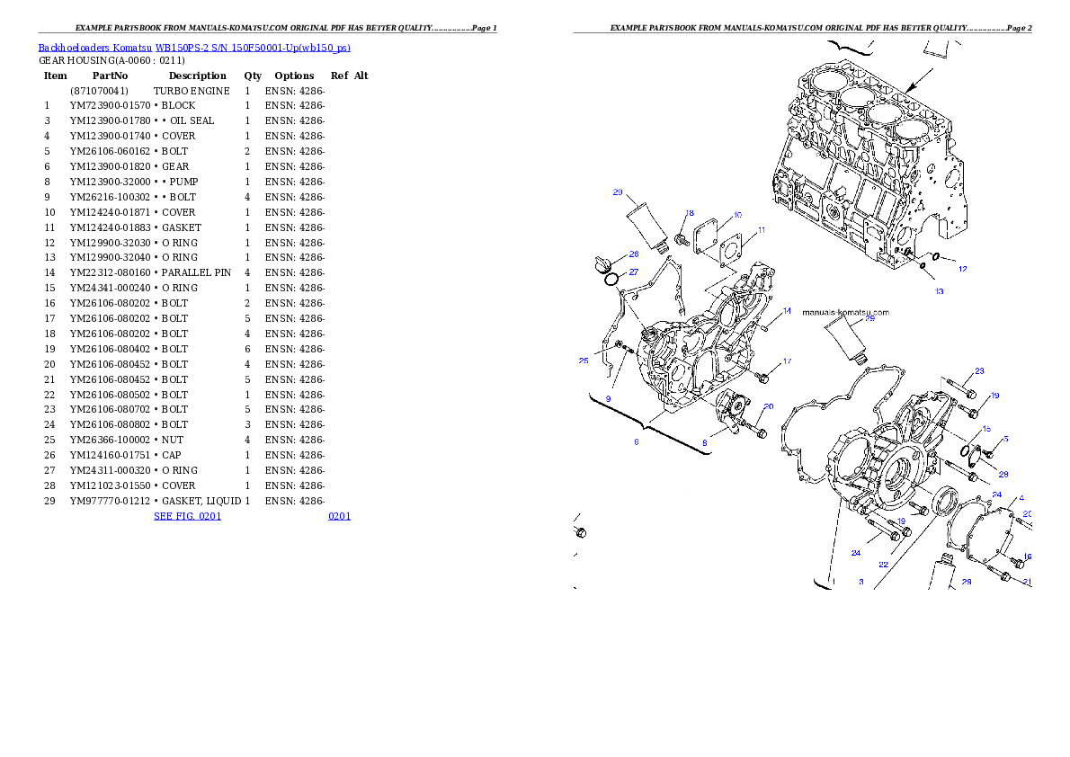 Protected: WB150PS-2 S/N 150F50001-Up Partsbook