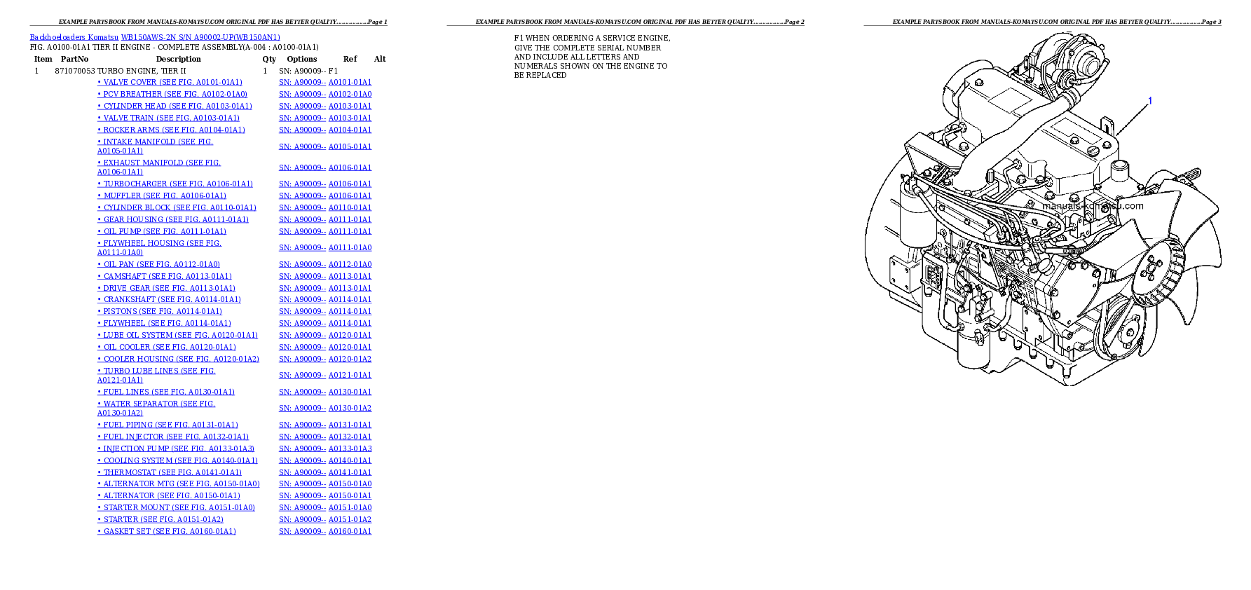 WB150AWS-2N S/N A90002-UP Partsbook