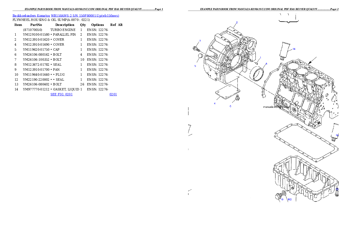 Protected: WB150AWS-2 S/N 150F80001-Up Partsbook
