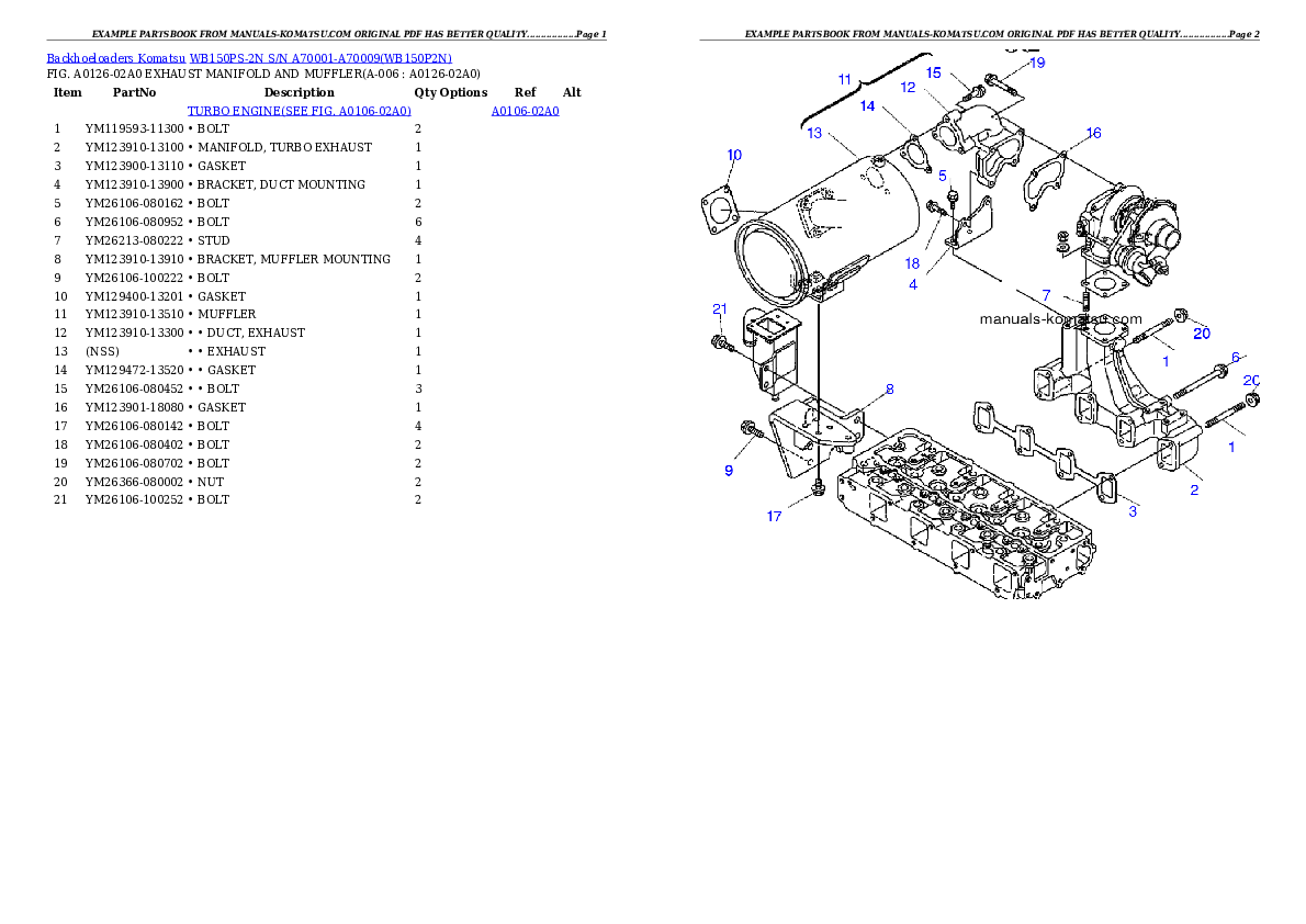 Protected: WB150PS-2N S/N A70001-A70009 Partsbook