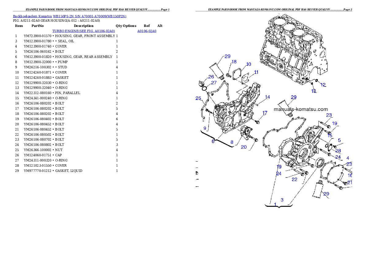 Protected: WB150PS-2N S/N A70001-A70009 Partsbook