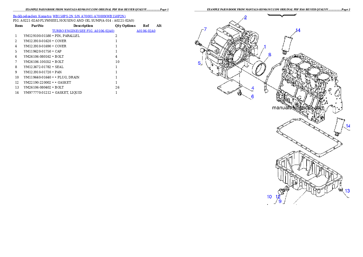 Protected: WB150PS-2N S/N A70001-A70009 Partsbook
