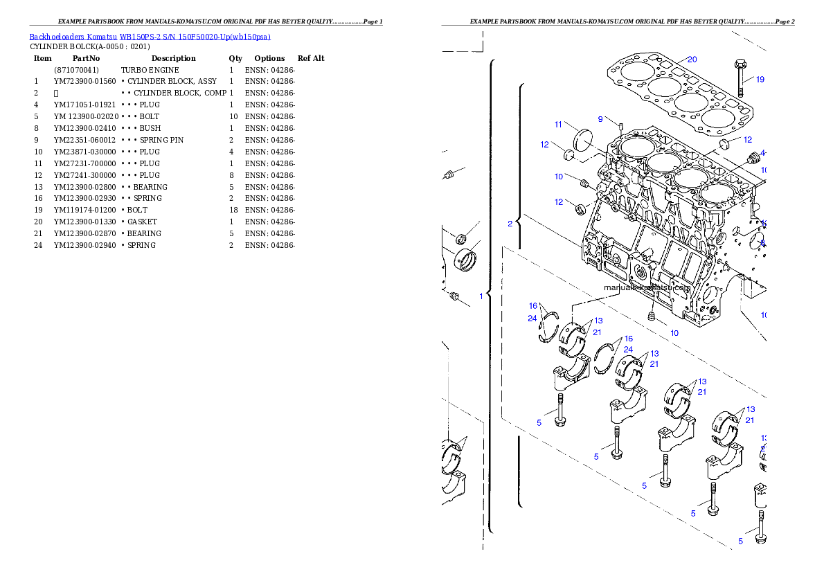 Protected: WB150PS-2 S/N 150F50020-Up Partsbook