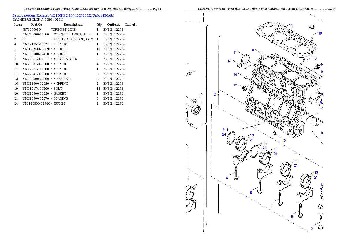 Protected: WB150PS-2 S/N 150F50032-Up Partsbook