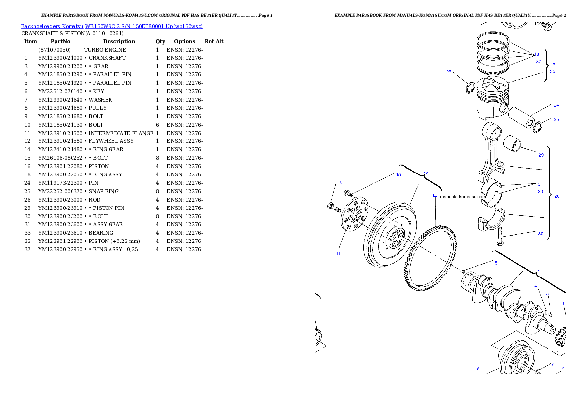 Protected: WB150WSC-2 S/N 150EF80001-Up Partsbook
