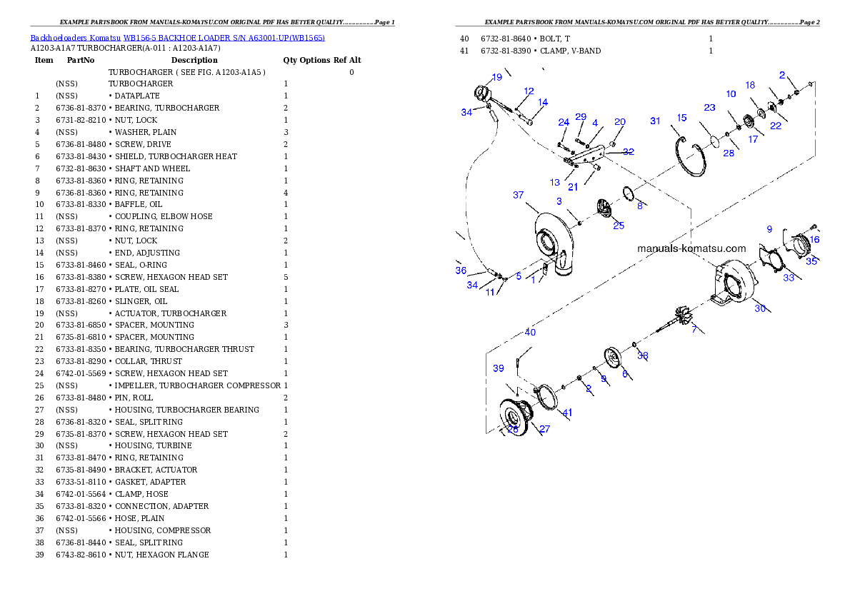 Protected: WB156-5 BACKHOE LOADER S/N A63001-UP Partsbook